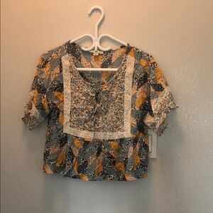 American Eagle | XS | Boho Floral Patchwork Blouse